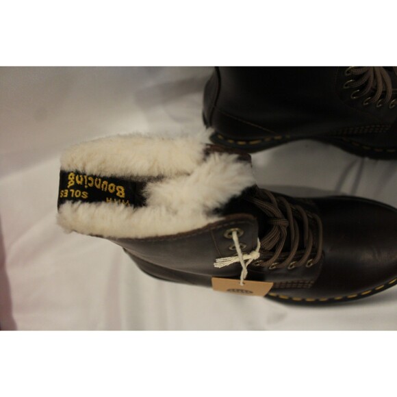 Dr Martens 1460 Faux Fur Lined Leather Boots Brown WOMEN'S 9 NWOB - Picture 5 of 7